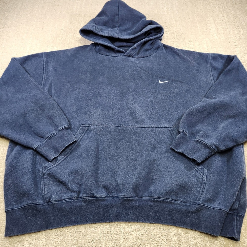 Vintage Nike Hoodie Men XL Blue Y2K Gray Tag Cotton Fleece Travis S